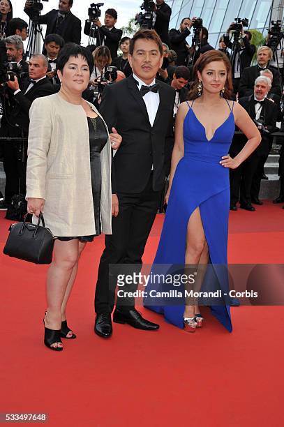Andi Eigenmann, Brillante Mendoza and Jaclyn Jose attends the Closing Ceremony Red carpet at the annual 69th Cannes Film Festival at Palais des...