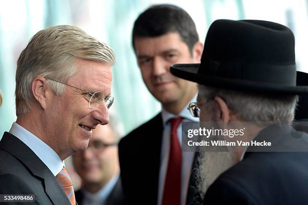 Visit of King Philippe and Queen Mathilde to the exhibition "Heilige Boeken, Heilige Plaatsen" in the Museum Aan de Stroom of Antwerp