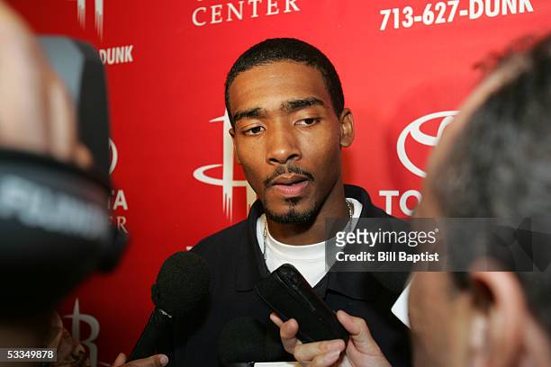 Houston Rockets 2005 first round draft pick , Luther Head talks to the media following a post draft press conference introducing Head as the newest...