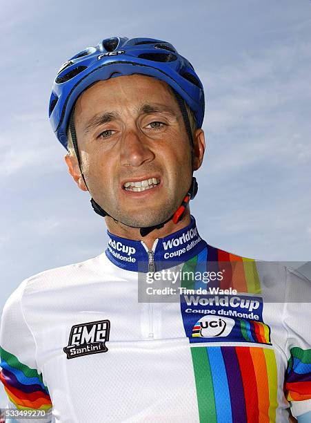 Cycling - 2004 Gistel Criterium. World Champion Davide Rebellin in the race paying tribute to Belgian cyclist Johan Museeuw, who is retiring as a...