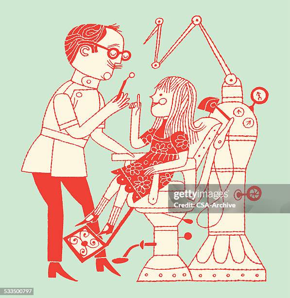 illustrazioni stock, clip art, cartoni animati e icone di tendenza di ragazza presso il dentista - dentista bambini