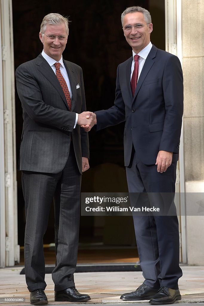 King Philippe meets Jens Stoltenberg, new Secretary General of NATO