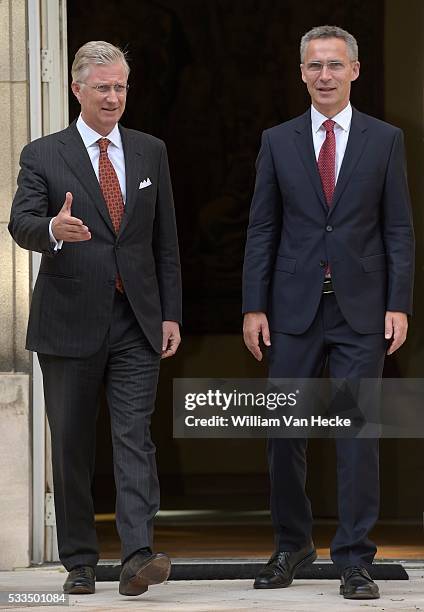 - Le Roi Philippe reçoit Jens Stoltenberg, nouveau Secrétaire-général de lOTAN, au Palais de Bruxelles - Koning Filip ontvangt de nieuwe...