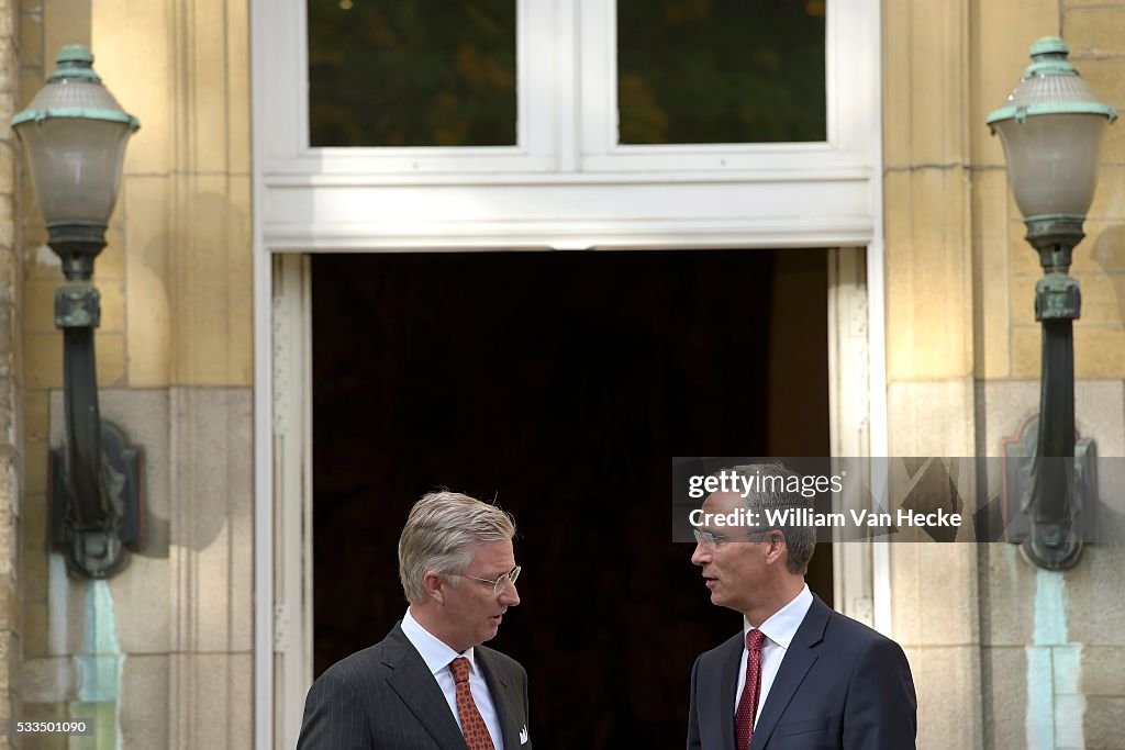 King Philippe meets Jens Stoltenberg, new Secretary General of NATO