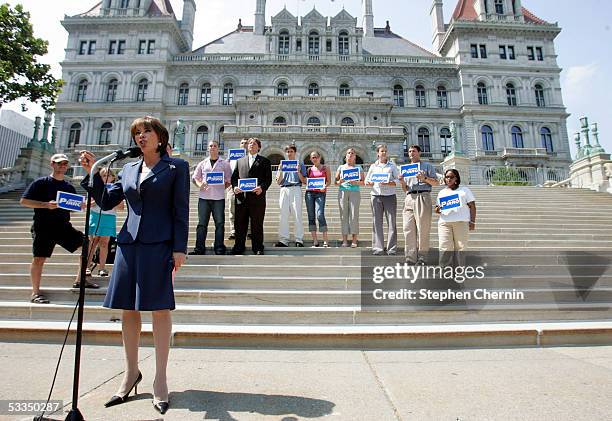 Westchester County District Attorney Jeanine Pirro announces her candidacy for the U.S. Senate on the steps of the New York State Capitol August 10,...