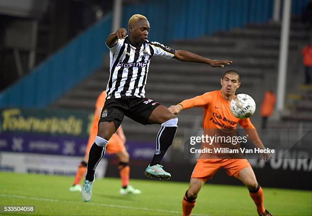 Neeskens Kebano of Charleroi and Silva pictured during the Jupiler Pro league match between RCS Charleroi and Club Brugge K.V on 02 november 2014 in...