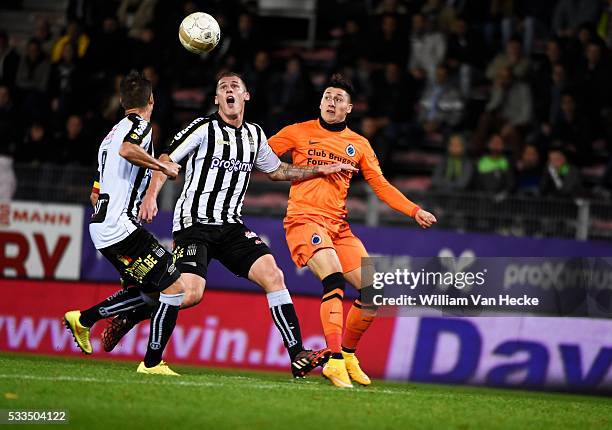 Nicolas Castillo of Club Brugge and Sebastien Dewaest of Charleroi pictured during the Jupiler Pro league match between RCS Charleroi and Club Brugge...