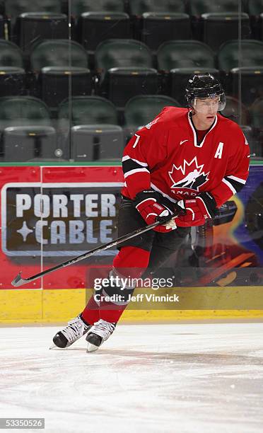 Jeff Carter of Team Canada skates against Team Czech Republic during the Semi-final game at the World Junior Hockey Championships at the Ralph...