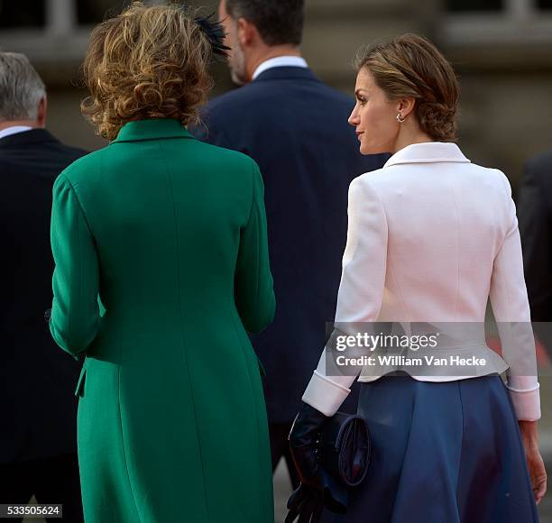 - Le Roi Philippe et la Reine Mathilde accueillent le Roi Felipe et la Reine Letitia d'Espagne au Palais de Bruxelles à l'occasion de leur visite...