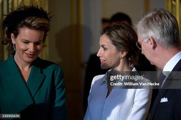 - Le Roi Philippe et la Reine Mathilde accueillent le Roi Felipe et la Reine Letitia d'Espagne au Palais de Bruxelles à l'occasion de leur visite...