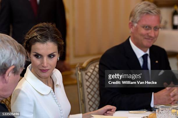 - Le Roi Philippe et la Reine Mathilde reçoivent à déjeuner au Palais de Bruxelles le Roi Felipe et la Reine Letitia d'Espagne à l'occasion de leur...