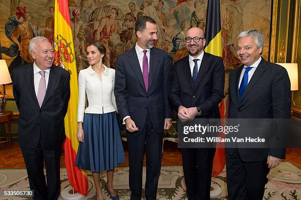 - Le Roi Felipe et la Reine Letitia d'Espagne rencontrent le Premier Ministre Charles Michel au Palais d'Egmont à l'occasion de leur visite...