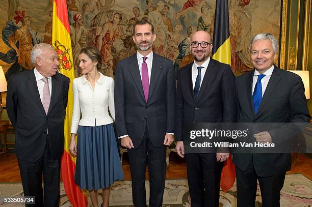 - Le Roi Felipe et la Reine Letitia d'Espagne rencontrent le Premier Ministre Charles Michel au Palais d'Egmont à l'occasion de leur visite...