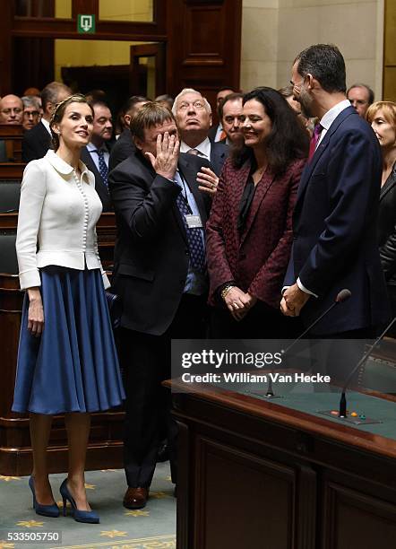 - Le Roi Felipe et la Reine Letitia d'Espagne visitent le Parlement fédéral à l'occasion de leur visite officielle en Belgique - Officieel bezoek aan...