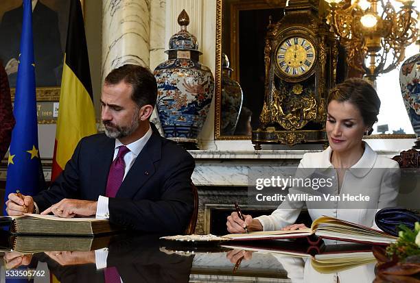 - Le Roi Felipe et la Reine Letitia d'Espagne visitent le Parlement fédéral à l'occasion de leur visite officielle en Belgique - Officieel bezoek aan...