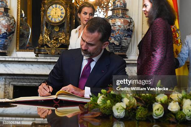 - Le Roi Felipe et la Reine Letitia d'Espagne visitent le Parlement fédéral à l'occasion de leur visite officielle en Belgique - Officieel bezoek aan...