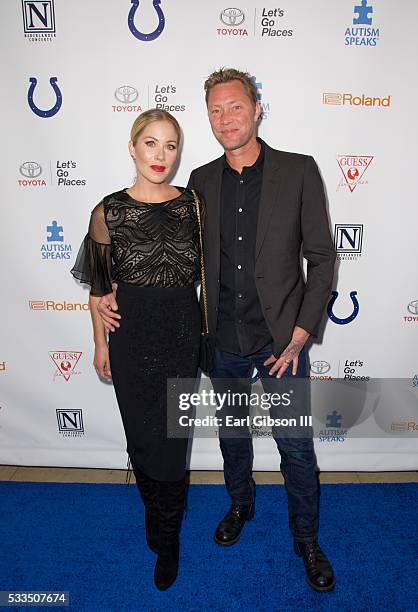 Actress Christina Applegate and musician Martyn LeNoble attend the 4th Annual Light Up The Bules at the Pantages Theatre on May 21, 2016 in...