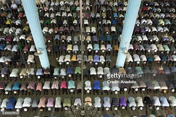 Muslims pray at Baitul Mokarram Mosque during the one of five holy nights of the Muslim's holy Shab-e-Barat, the night of fortune and forgiveness in...
