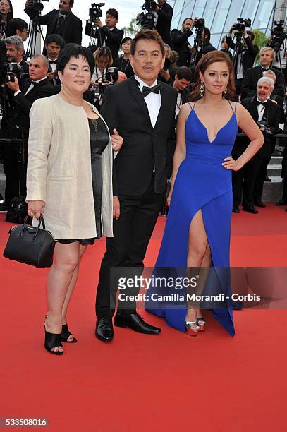 Andi Eigenmann, Brillante Mendoza and Jaclyn Jose attends the Closing Ceremony Red carpet at the annual 69th Cannes Film Festival at Palais des...