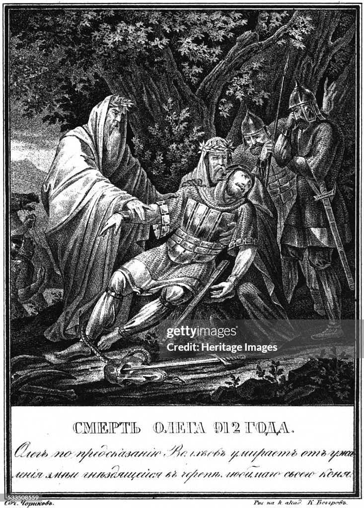 The Death of Grand Duke Oleg. 912 (From Illustrated Karamzin), 1836. Artist: Chorikov, Boris Artemyevich (1802-1866)