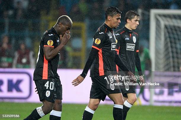 Deception of Paul-Jose Mpoku of Standard and Igor De Camargo of Standard pictured during the UEFA Europa league match Group G day 5 between HNK...