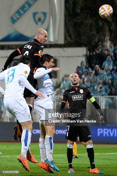 Laurent Ciman of Standard and Jelle Van Damme of Standard pictured during the UEFA Europa league match Group G day 5 between HNK Rijeka and Standard...
