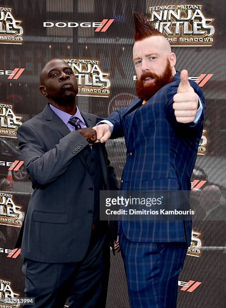 Gary Anthony and Stephen Sheamus attend the "Teenage Mutant Ninja Turtles: Out Of The Shadows" World Premiere at Madison Square Garden on May 22,...