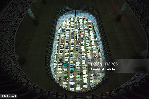 Muslims pray at Baitul Mokarram Mosque during the one of five holy nights of the Muslim's holy Shab-e-Barat, the night of fortune and forgiveness in...