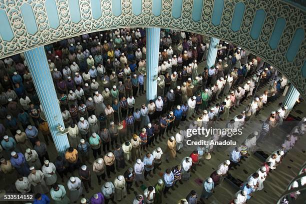 Muslims pray at Baitul Mokarram Mosque during the one of five holy nights of the Muslim's holy Shab-e-Barat, the night of fortune and forgiveness in...