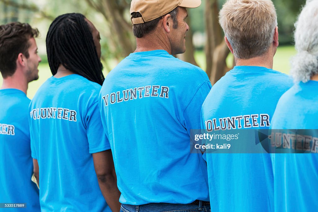 Group of men volunteering in a park