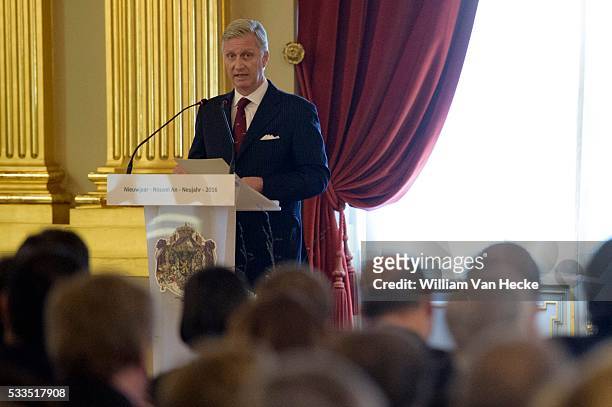 - Le Roi Philippe et la Reine Mathilde reçoivent les principales autorités du pays au Palais Royal de Bruxelles à l'occasion du Nouvel An - Koning...