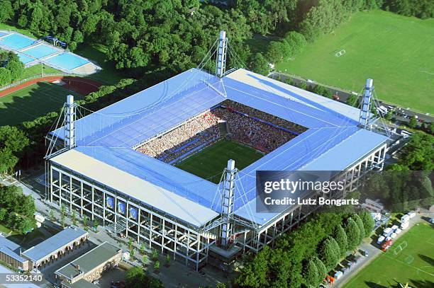 General view of the RheinEnergieStadion is seen during the FIFA Confederations Cup 2005 on June 18, 2005 in Cologne, Germany.