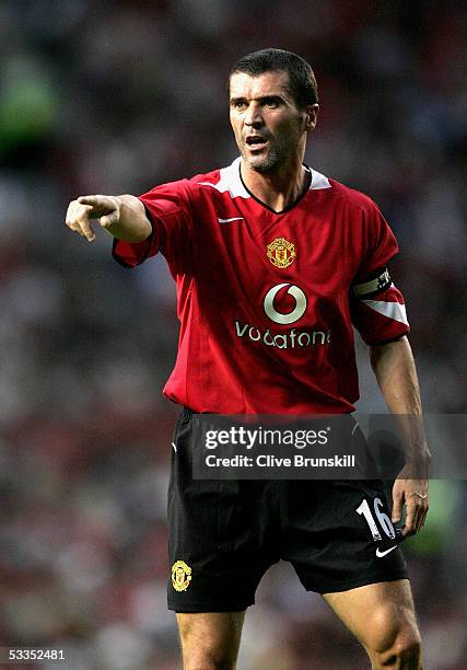 Roy Keane of Manchester United during the Champions League third qualifying round, first leg match between Manchester United and Debreceni VSC at Old...