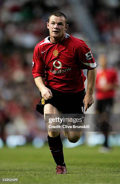 Wayne Rooney of Manchester United during the Champions League third qualifying round, first leg match between Manchester United and Debreceni VSC at...