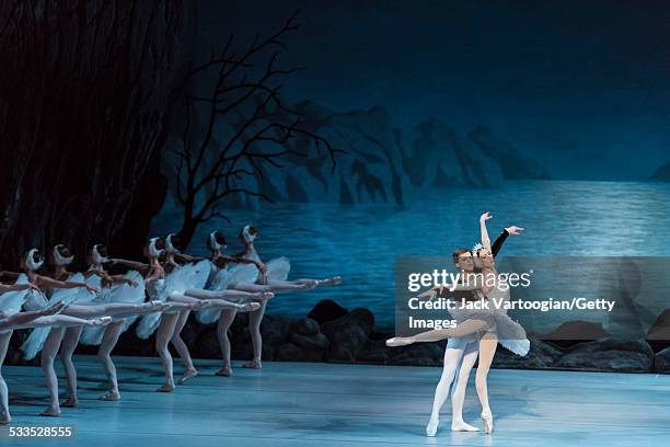 Russian dancers Viktoria Tereshkina and Vladimir Shklyarov perform in the Mariinsky Ballet production of Peter Ilyich Tchaikovsky's 'Swan Lake' with...