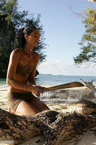 Castaway, Janu Tornell spends the night alone on an island during the 10th episode of Survivor: Palau. She was the loser of the immunity challenge...