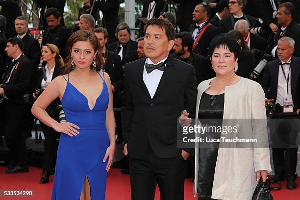 Andi Eigenmann, Brillante Mendoza and Jaclyn Jose attend the Award Ceremony at the annual 69th Cannes Film Festival at Palais des Festivals on May...