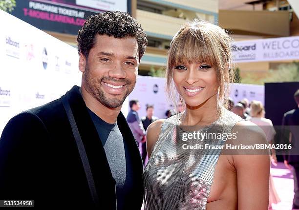 Player Russell Wilson and singer Ciara attend the 2016 Billboard Music Awards at T-Mobile Arena on May 22, 2016 in Las Vegas, Nevada.