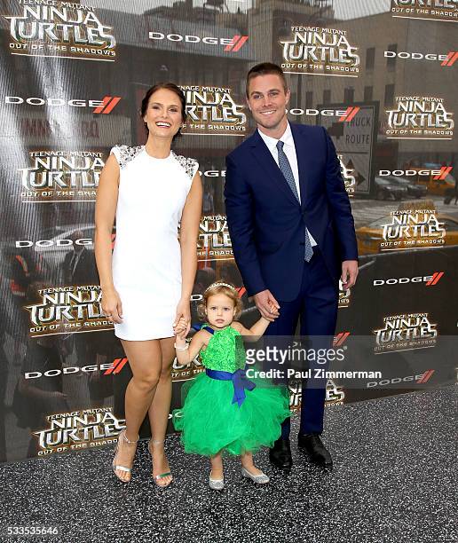 Cassandra Jean Amell, Mavi Alexandra Jean Amell and Stephen Amell attend the "Teenage Mutant Ninja Turtles: Out Of The Shadows" world premiere at...