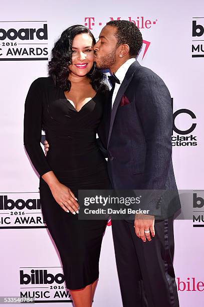 Model Eudoxie Mbouguiengue and co-host Ludacris attend the 2016 Billboard Music Awards at T-Mobile Arena on May 22, 2016 in Las Vegas, Nevada.