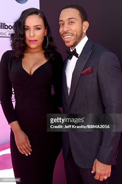 Eudoxie Mbouguiengue and co-host Chris 'Ludacris' Bridges attend the 2016 Billboard Music Awards at T-Mobile Arena on May 22, 2016 in Las Vegas,...
