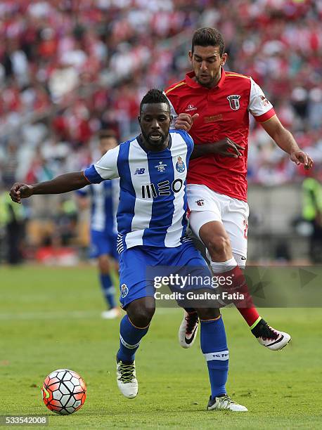 Porto's forward Silvestre Varela with SC Braga's forward Ahmaed Hassan in action during the Portuguese Cup Final match between FC Porto and SC Braga...