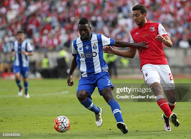 Porto's forward Silvestre Varela with SC Braga's forward Ahmaed Hassan in action during the Portuguese Cup Final match between FC Porto and SC Braga...