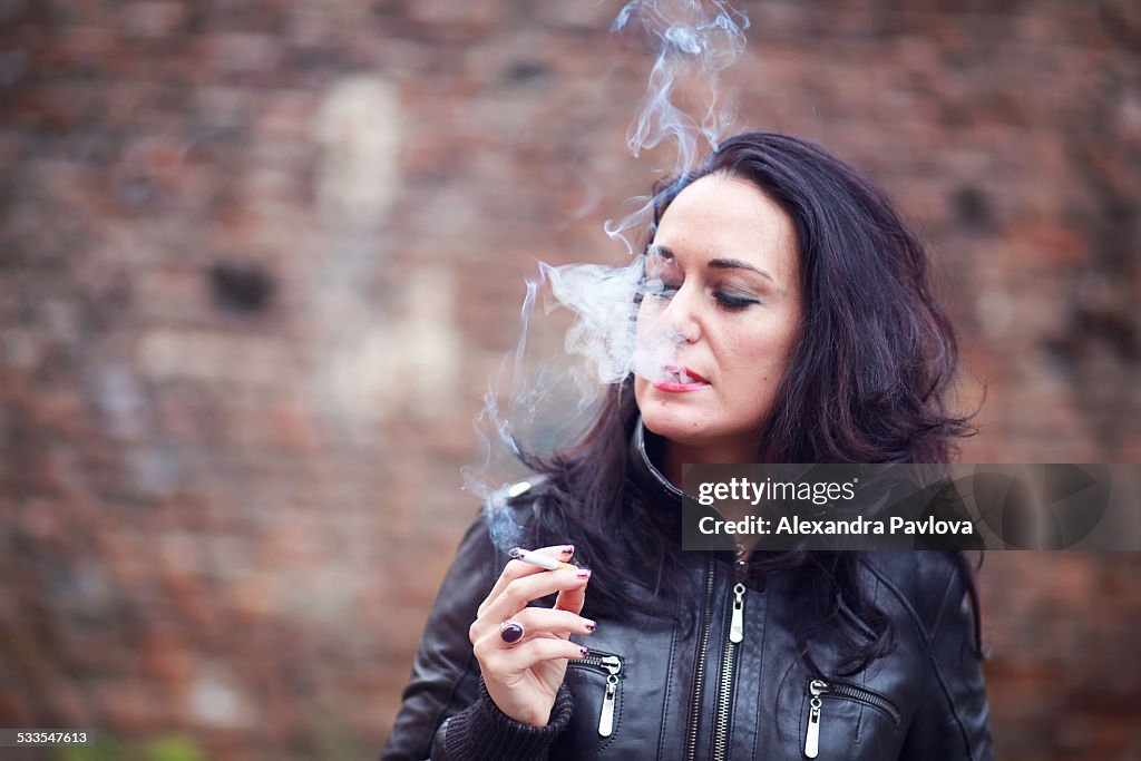 Beautiful woman smoking