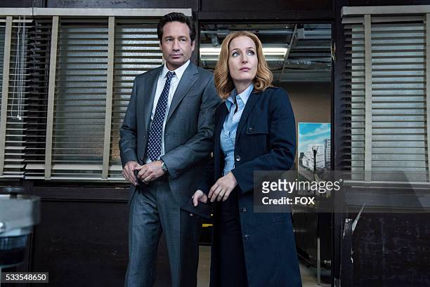 David Duchovny and Gillian Anderson in the "Home Again" episode of THE X-FILES airing Monday, Feb. 8 on FOX.