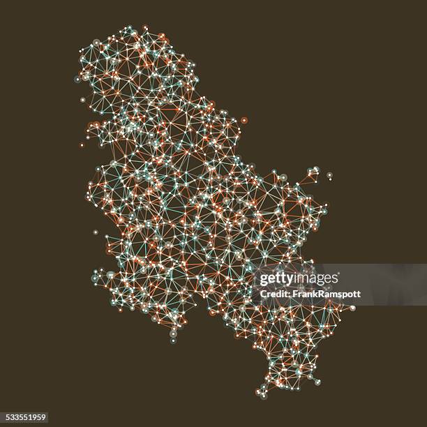 serbia map network mesh - serbia stock illustrations