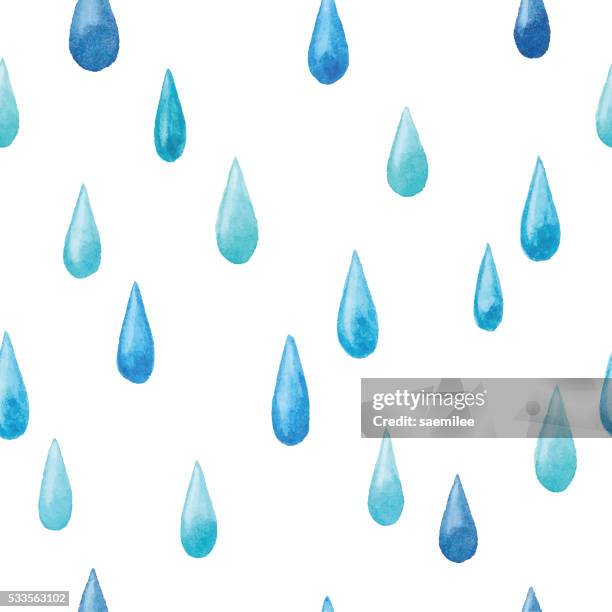 stockillustraties, clipart, cartoons en iconen met watercolor raindrop seamless pattern - rain drops