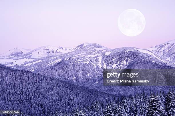 moonrise - winterzonnewende stockfoto's en -beelden