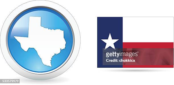 stockillustraties, clipart, cartoons en iconen met texas map badge and state flag - vlag van texas