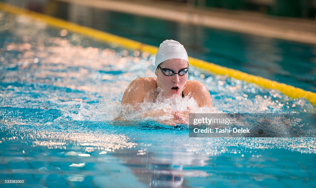 Female Swimmer Swimming
